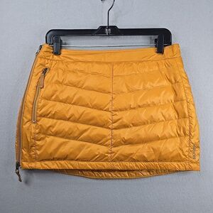 Skhoop Mini Down Skirt Womens Size M Duck Down Puffer Side Zip Golden
